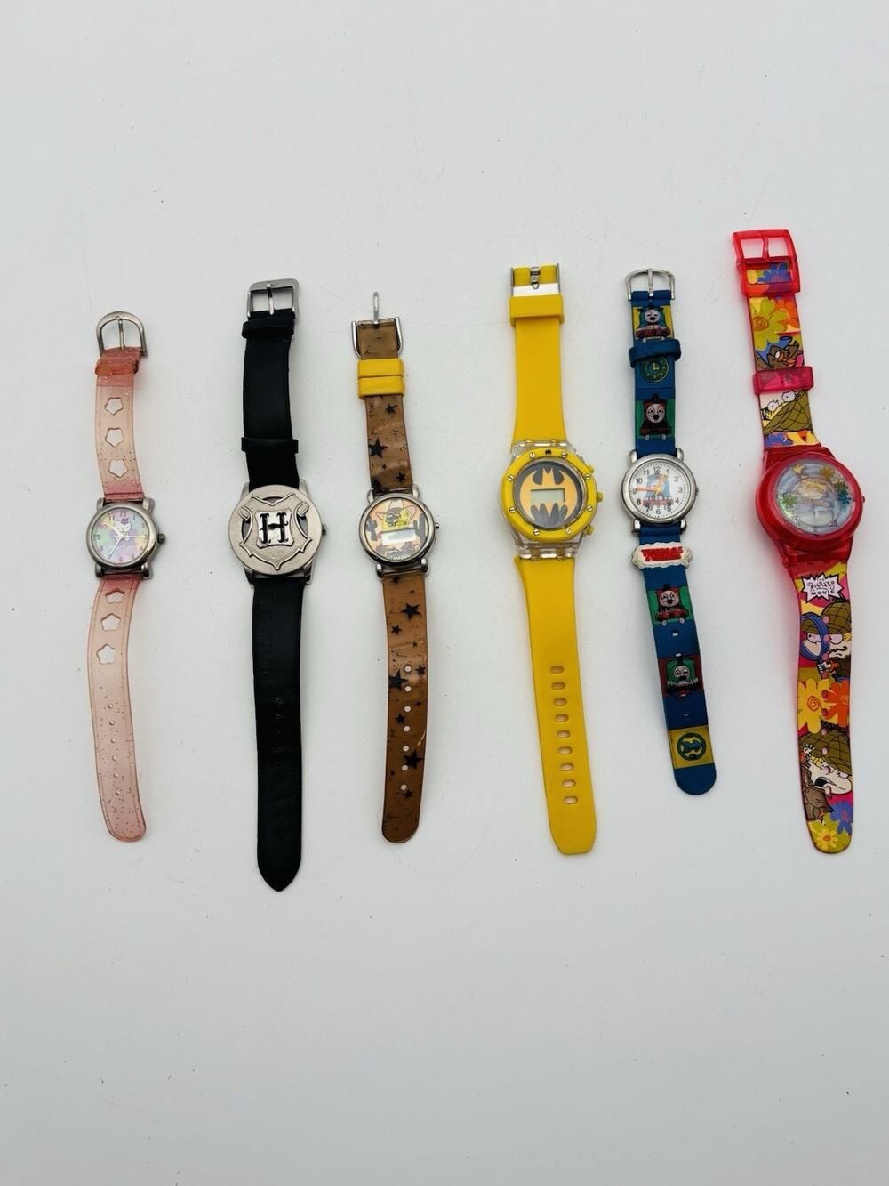 Lot of 6 VTG Character Watches. Thomas The Train SpongeBob Harry Potter Rugrats